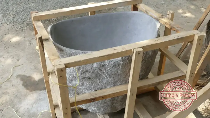Product image 3 of the product “Basin from Riverstone, Natural surface, polished inside. Dia approx 81-85. Height 51-55 ”
